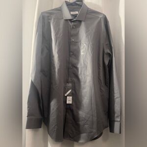 Calvin Klein Men's Charcoal Dress Shirt NWT Size 17 1/2 36/37